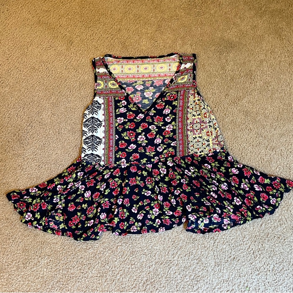 Multi floral design tank bohemian style top